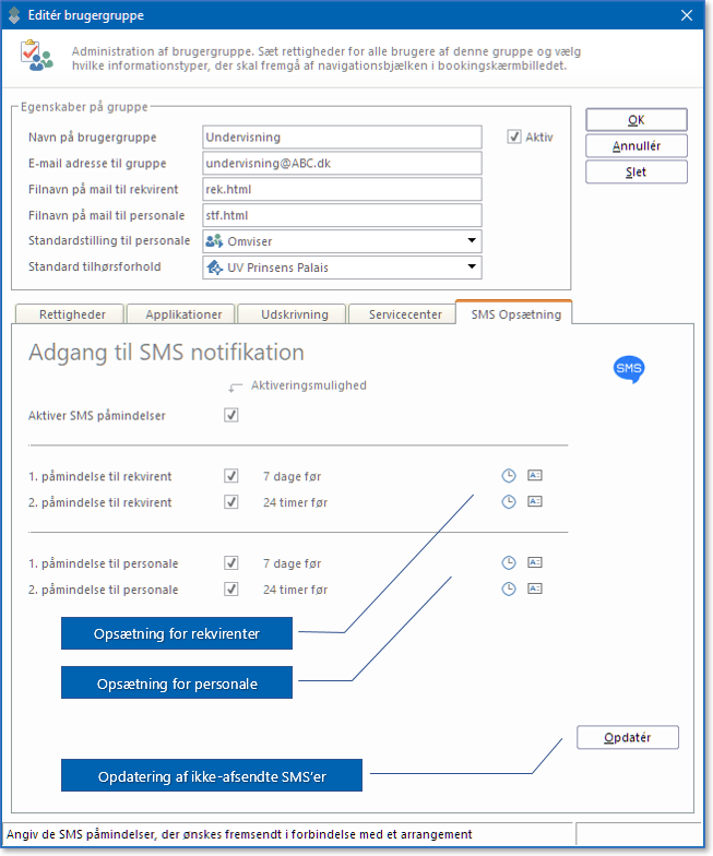 SMS Opsætning